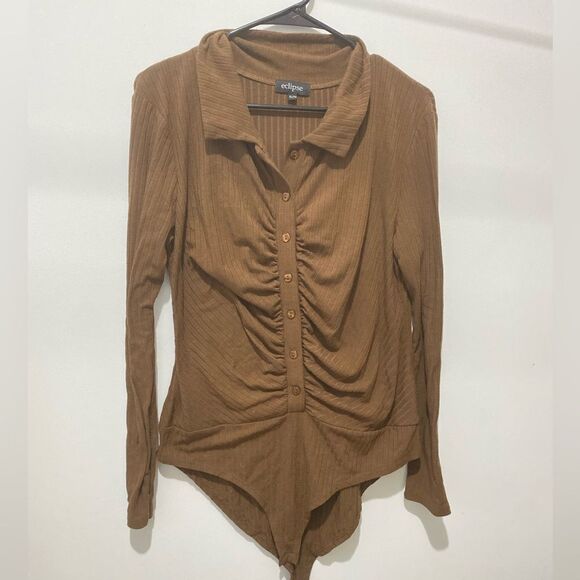 Eclipse brown rushed body suit - Picture 2 of 7